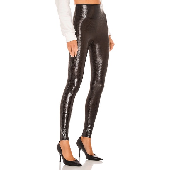 Spanx Faux Leather Croc Leggings in Color Shine - Picture 2 of 6